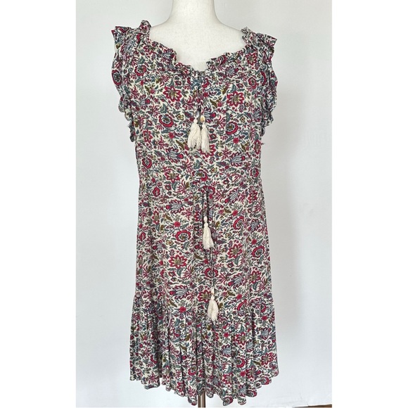 Natural Life Sleeveless Ruffle Mini Dress Ditsy Floral Print Large L - Picture 1 of 16